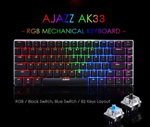 AJazz AK33 82 Keys Mechanical Gaming Keyboard RGB Backlit Detachable USB Wired Gaming Keyboard