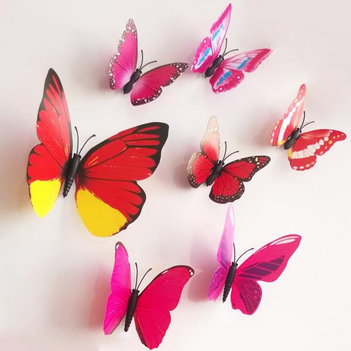 12Pcs 3D Stereoscopic Butterfly Wall Sticker Living Room Home Decoration Decal DIY Mural Wall Art