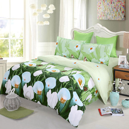 4pcs 3D Bedding Set - Queen/King/Twin Size Duvet Cover+Bed Sheet+2 Pillowcases