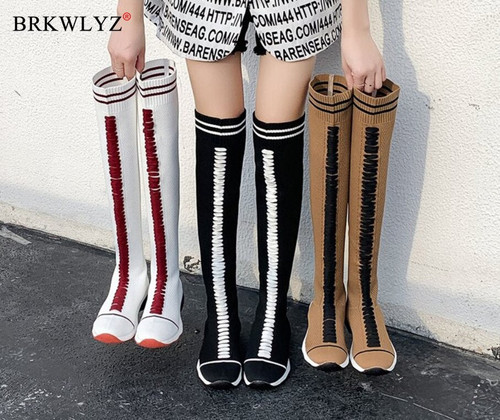 New Women Boots Lace Up Over-the-knee Boots Warm Women Shoes Rome Style Knee-high Boots Female Winter Boots Plus Size