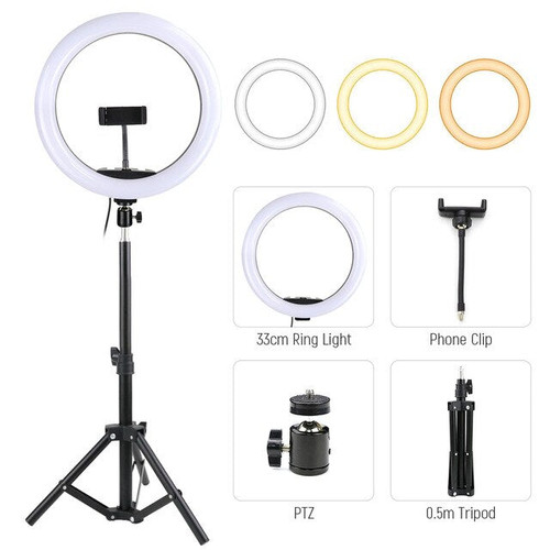 13inch LED Selfie Ring Light With Tripod Photography Lights Ring Lamp Dimmable Makeup Photo Studio Ringlight for Youtube Video