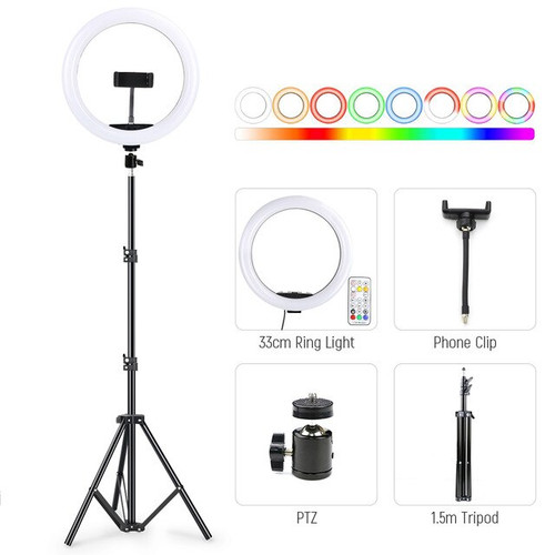13inch RGB LED Selfie Ring Light with Tripod Stand Phone rgb Ring Lamp USB Ringlight for Youtube Tiktok Video Photography studio