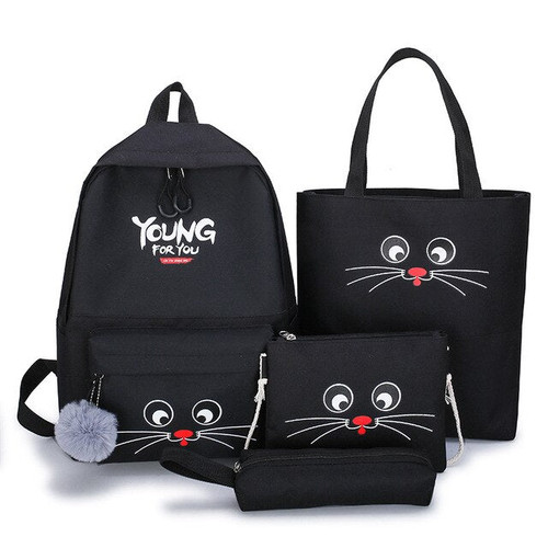 Middle High School Bags for Teenage Girls school Backpack 4 pcs travel bags Female Campus Students Schoolbag set Women Bookbags