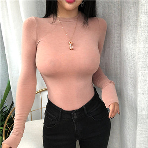 Thin Summer Top Sexy T Shirt Women 2020 Elasticity T-Shirt Korean Style Woman Clothes Slim Tshirt Female Casual Long Sleeve Tops