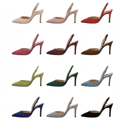 Plus:34-41 Summer Flock Leather 10CM/8CM High-heeled Fashion Sexy Sandals Formal Dress Wedding Shoes Buckle Pumps B0056