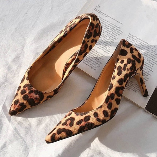 High Heel Shoes Women Pumps Plue Size 34-40 Sexy Leopard Spring Summer Shoes Woman Pointed Toe Ladies  Shoes B0037