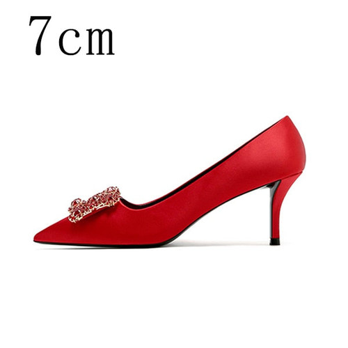 Luxury Women Wedding Shoes High Heels Rhinestone Slik Woman Pumps Pointed Toe Party Shoes Thin Heels Spring Autumn New Arrival