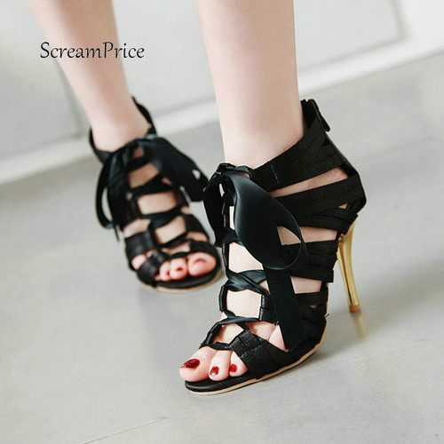 2019 Women Silk Bow Summer Gladiator Sandals Sexy Open Toe Thin High Heels Zipper Pumps Party Dress Shoes Female Size 34-43