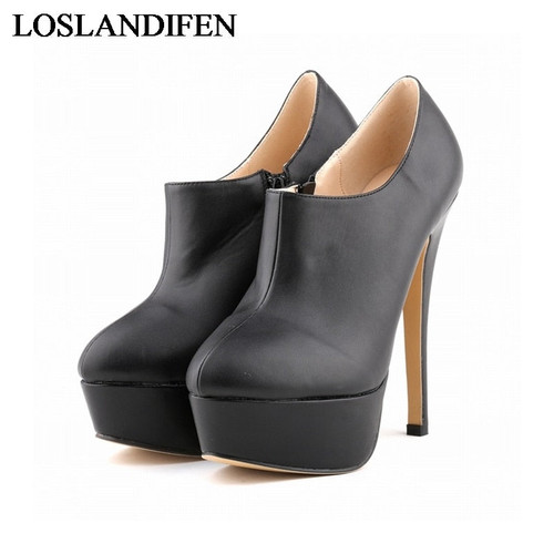 New 2018 Brand Women Pumps Elegant PU Leather Shoes Woman Autumn Winter Ankle Boots High Heels Shoes NLK-A0010