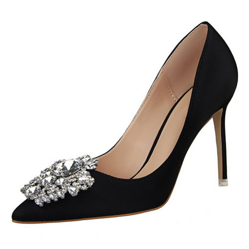 Women Pumps Elegant Rhinestone High Heels Shoes Sexy Thin Pointed Single Shoes