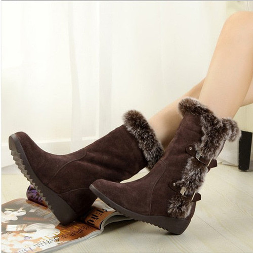 2018 New Hot Women Boots Autumn Flock Winter Ladies Fashion Snow Boots Shoes Thigh High Suede Mid-Calf  Boots