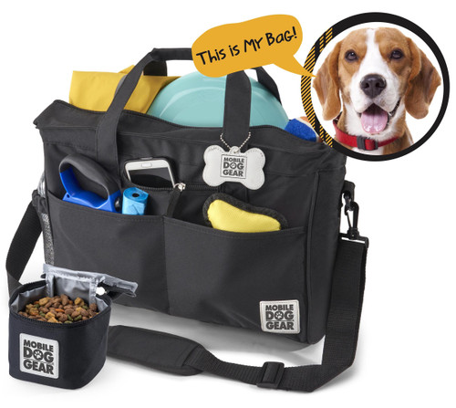 Weekender Bundle: ODG Day Away Tote Bag TM (Black), ODG Dine Away Set (Small Dogs) (Black) and Weekender Backpack