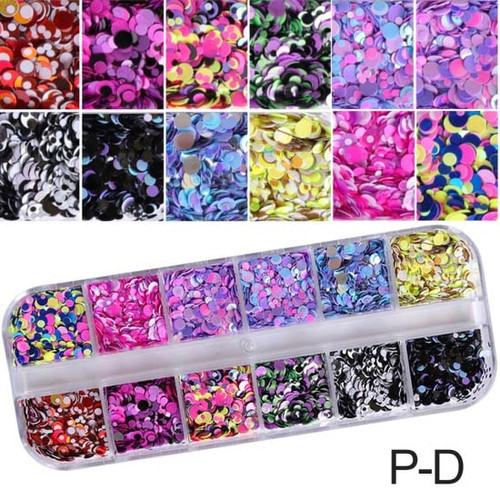 1 Set Mixed Color 3D Ultrathin Sequins Nail Glitter Flakes