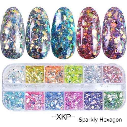 1 Set Mixed Color 3D Ultrathin Sequins Nail Glitter Flakes