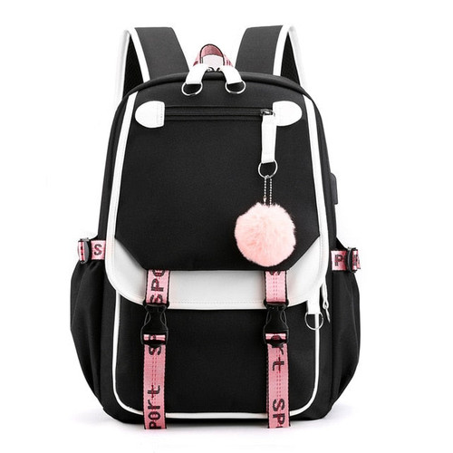 BPZMD Women girls School Backpacks Anti Theft USB Charge Backpack Waterproof Bagpack School Bags Teenage Travel Bag