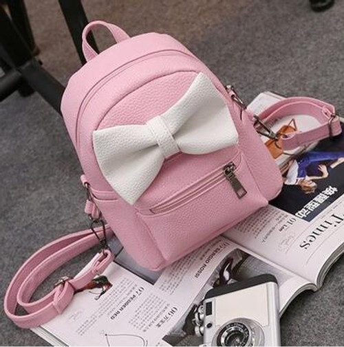 2020  Fashion New Women Backpacks Quality PU Leather Women Shoulder Bag Sweet Girl Travel bag Big ear bow children's school bags