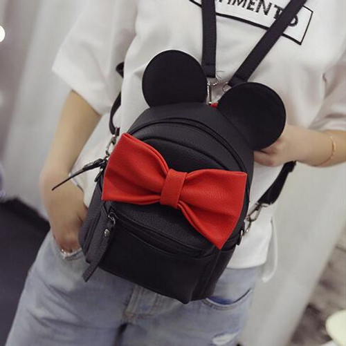 2020  Fashion New Women Backpacks Quality PU Leather Women Shoulder Bag Sweet Girl Travel bag Big ear bow children's school bags