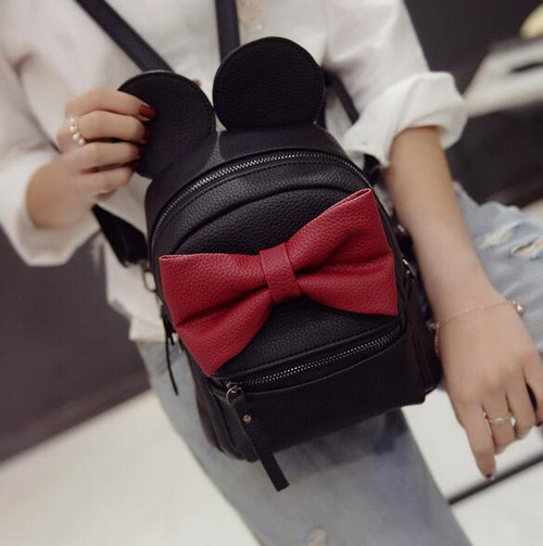 2020  Fashion New Women Backpacks Quality PU Leather Women Shoulder Bag Sweet Girl Travel bag Big ear bow children's school bags