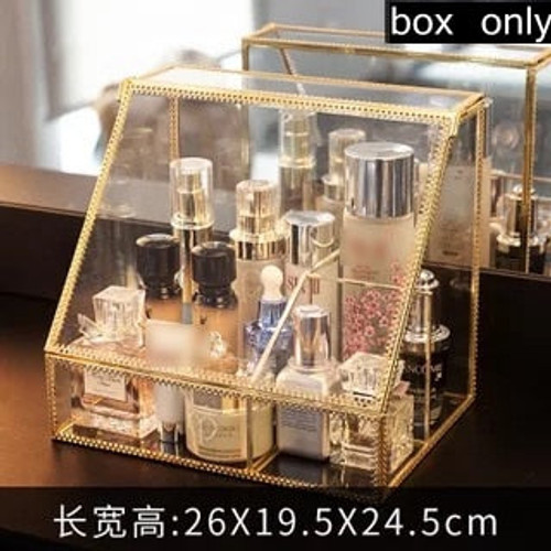 Transparent Drawer Makeup Organizer Glass Desktop finishing Skin Care Shelf Tissue Jewellery Necklace Ring Storage Box
