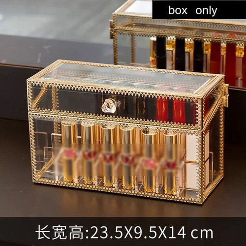 Transparent Drawer Makeup Organizer Glass Desktop finishing Skin Care Shelf Tissue Jewellery Necklace Ring Storage Box