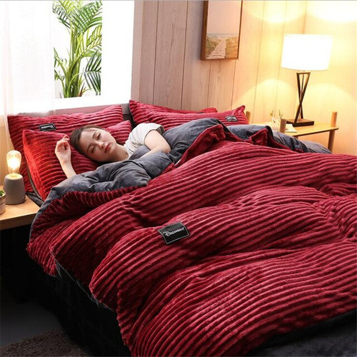 Luxury bedding sets home textile bed cover flat sheets queen king flannel comforter duvet cover coral fleece duvet cover sets