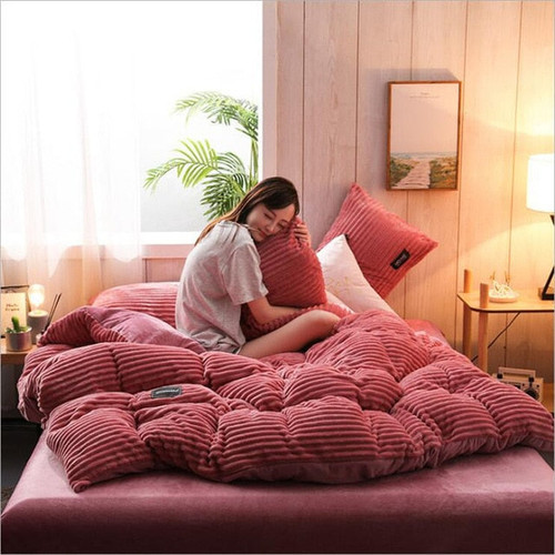 Luxury bedding sets home textile bed cover flat sheets queen king flannel comforter duvet cover coral fleece duvet cover sets