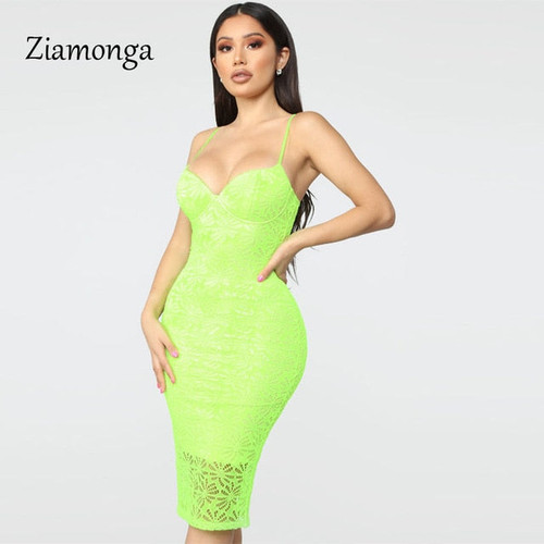 Ziamonga 2019 Women Bandage Dress Sexy Spaghetti Strap Sheath Sexy Club Fashion Evening Party Celebrity Ladies Summer Dresses