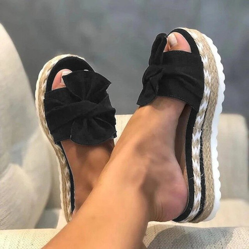 2020 Shoes Woman Sandals For Women Beach Shoes Bow Slip On Gladiator Sandals Summer Footwear Flat Weave Slippers Female PlusSize