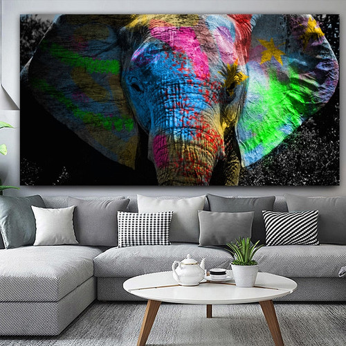 RELIABLI Colorful Elephant Painting Animal Poster Oil Painting On Canvas Wall Art Room Decoration Picture For Hoom NO FRAME