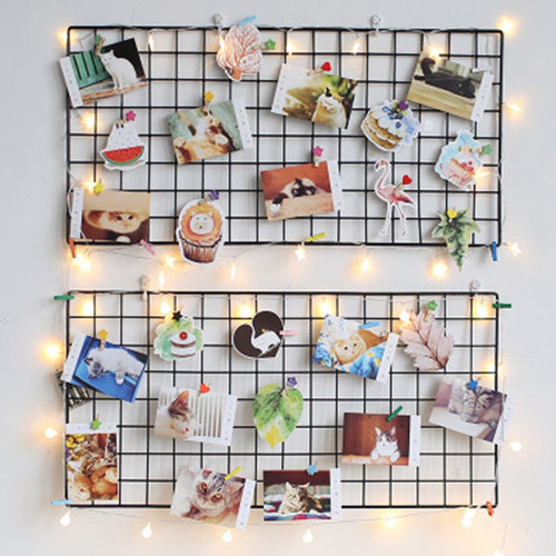 Modern Home Wall Decoration Iron Grid Decor Photo Frame Wall Art Display Mesh Storage Shelf Organizer Postcards DIY Rack Holder