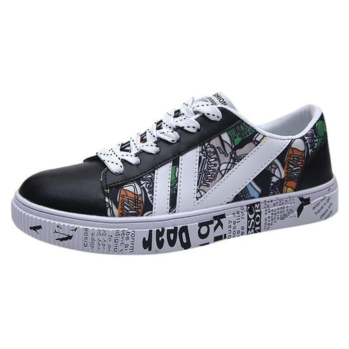 New casual Men Vulcanized Shoes Sneakers Men's Fashion Casual Lace-Up Colorful Canvas Sport Graffiti board Shoes