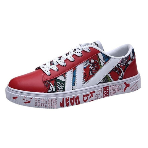 New casual Men Vulcanized Shoes Sneakers Men's Fashion Casual Lace-Up Colorful Canvas Sport Graffiti board Shoes