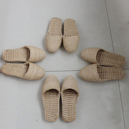 Cane Slippers UniSex Handmade Sandals  Summer F Slipsashion Straw