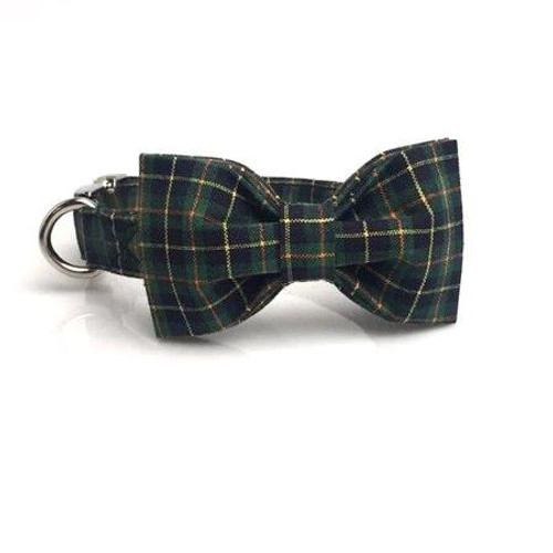 Christmas Plaid Cat & Dog Collar w/ Detachable Bow