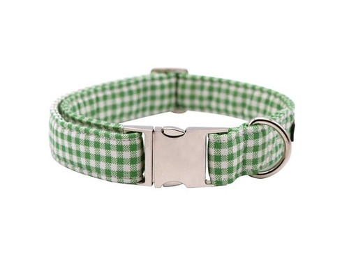 Green Plaid Cat & Dog Collar w/ Detachable Bow