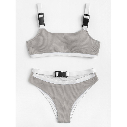 Contrast Trim Bikini Set