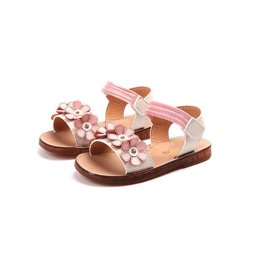 Toddler Girls Flower Trimmed Roman Sandals