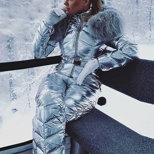 Shiny Ski Suit Women Winter Windproof Skiing Jumpsuit Snowboarding Suit Female