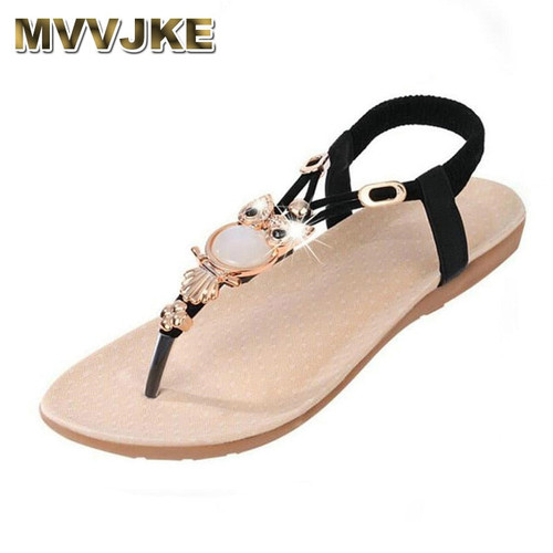 MVVJKE  Women shoes sandals comfort sandals women Summer Classic Rhinestone fashion Summer high quality flat sandals