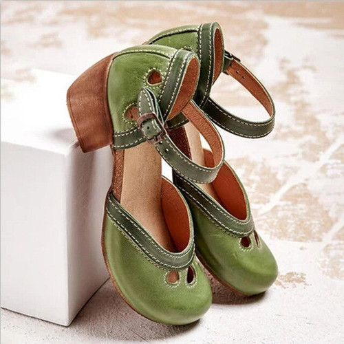 Women Retro Sandals Woman Causal Ankle Buckle