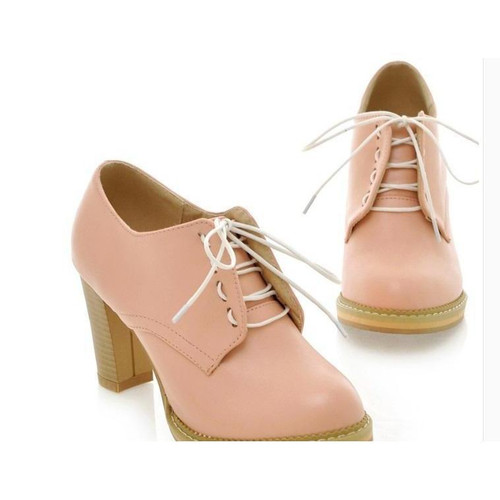 Harajuku Pastel Lace Up Pumps 8cm High Heels Shoes [3 Colors] #JU2034