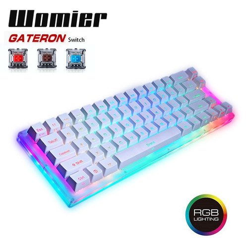 GAMING KEYBOARD - Skyloong - Womier K66 Keys Hot Swappable Mechanical Gaming Keyboard Tyce-C Wired RGB Backlit Gateron Switch Crystalline Base for PC Laptop