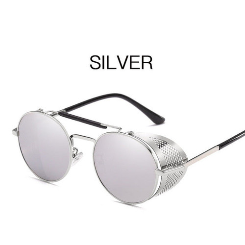 2019 Retro Steampunk Sunglasses Round Designer Steam Punk Metal Shields Sunglasses Men Women UV400 Gafas de Sol