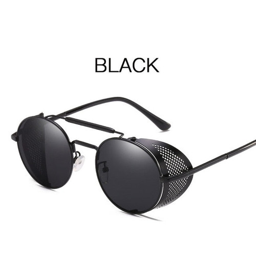 2019 Retro Steampunk Sunglasses Round Designer Steam Punk Metal Shields Sunglasses Men Women UV400 Gafas de Sol