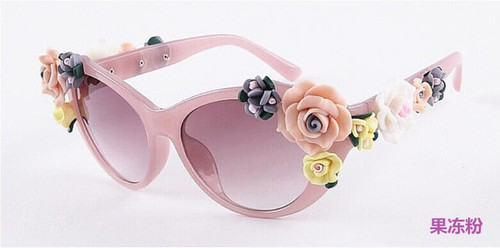 Flower Sunglasses Women Cat Eye Fashion Sun Glasses UV400 Female Summer Beach Roses Eyewear Oculos