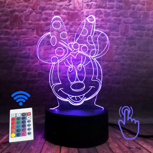 Luminous Baby Mickey Brinquedo 3D Illusion LED Nightlight Colorful Flashing Light Mickey Mouse Anime Figure Toys