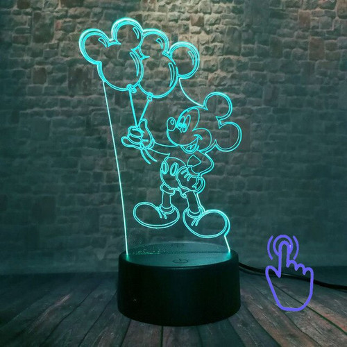 Luminous Baby Mickey Brinquedo 3D Illusion LED Nightlight Colorful Flashing Light Mickey Mouse Anime Figure Toys