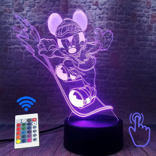 Luminous Baby Mickey Brinquedo 3D Illusion LED Nightlight Colorful Flashing Light Mickey Mouse Anime Figure Toys