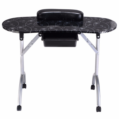 Giantex White Manicure Nail Table Portable Station Desk Spa Beauty Salon Furniture Equipment Modern Folding Nail Tables HB84505
