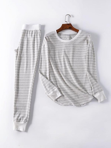 Women's Striped Cozy Long Sleeve Pajama Set